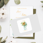 Land Bloemen Rustieke Zonnebloem Mason Jar Wedding Vierkante Sticker