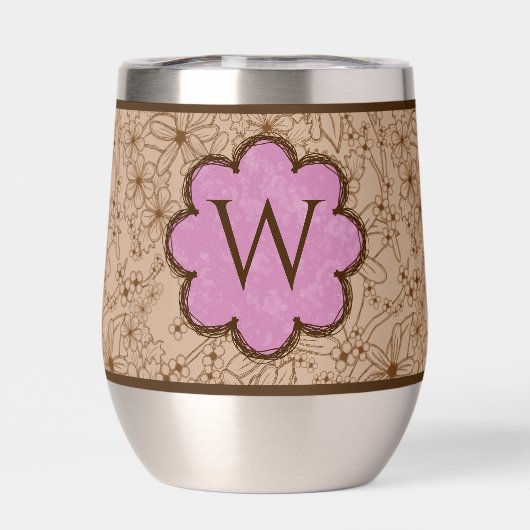 Land Bloemen: Tan en Roze Monogrammed (Achterkant)