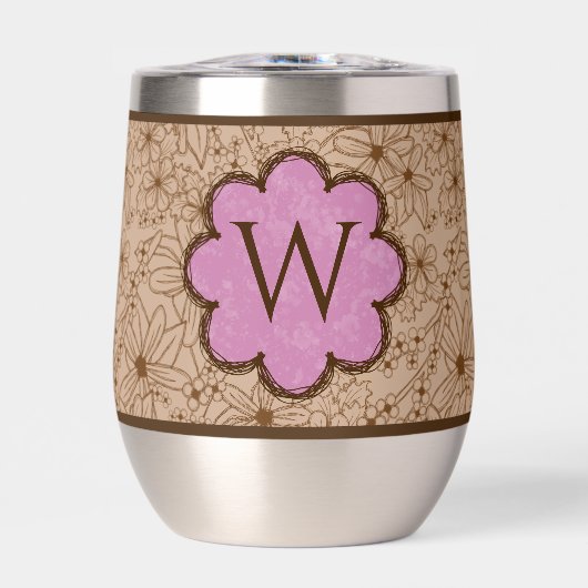 Land Bloemen: Tan en Roze Monogrammed (Voorkant)