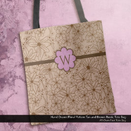 Land Bloemen: Tan en Roze Monogrammed Tote Bag