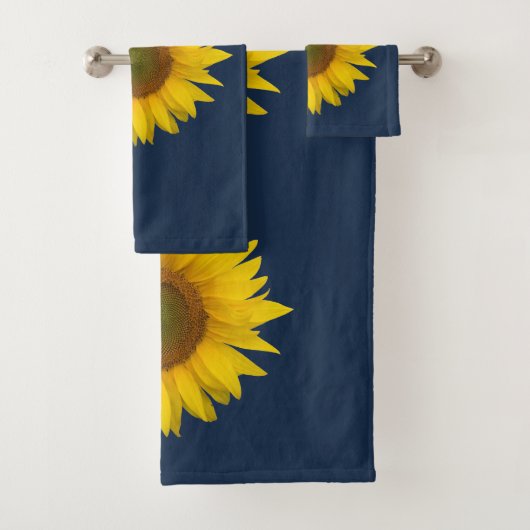 Land Bloemen Zonnebloemen Zomer Marine Blauw Bad Handdoek (Insitu)