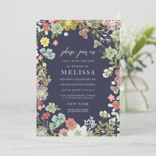 Land Bloementuin Baby shower uitnodigen Kaart (Staand voorkant)