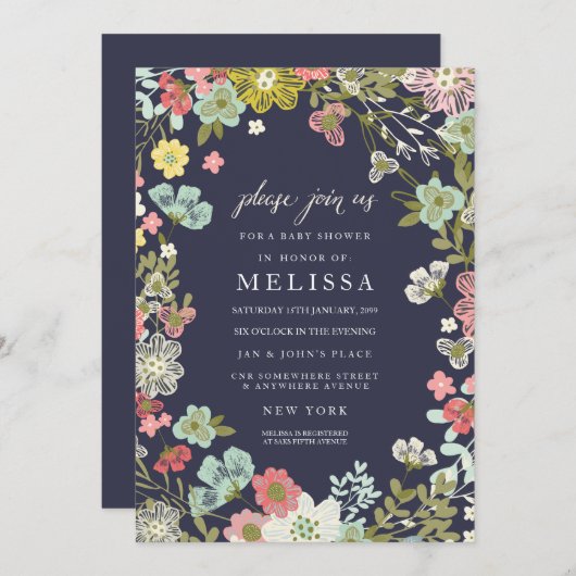 Land Bloementuin Baby shower uitnodigen Kaart (Voorkant / Achterkant)