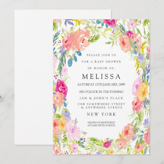 Land Bloementuin Baby shower uitnodigen Kaart (Voorkant / Achterkant)