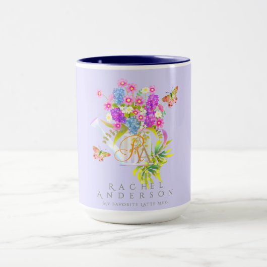 Land Bloemenwater Kan Monogram Paarse Mok (Midden)
