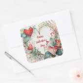 Land bloemige valentijn hartkrans op maat vierkante sticker (Envelop)