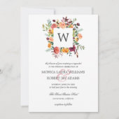 Land Bloom Autum Colors Floral Monogram Weddenscha Kaart (Voorkant)