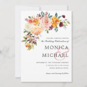 Land Bloom Burgundy Floral hoek Chic Wedding Kaart (Voorkant)