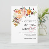 Land Bloom Burgundy Floral hoek Chic Wedding Kaart (Staand voorkant)