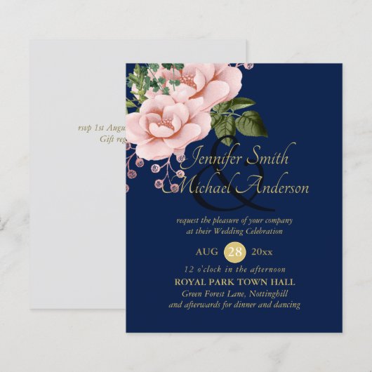 Land Blue Blush Roses Wedding Ampersand (Voorkant / Achterkant)