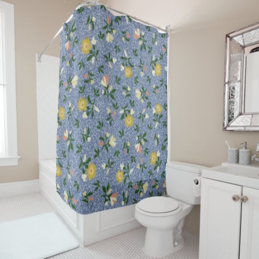 Land Blue Floral Shower Curtain Douchegordijn (In situ)