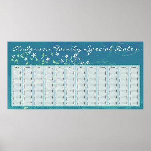 Land Blue Tree Nederlands Birthday Calendar Poster (Voorkant)