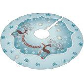 Land Blue Whimsical Reindeer Kerstboom Rok (Gekanteld)