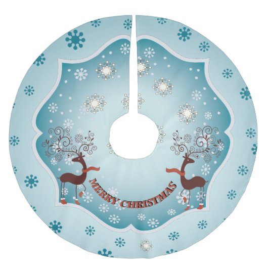 Land Blue Whimsical Reindeer Kerstboom Rok (Voorkant)