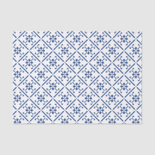 Land Blue White Pattern Mediterrane Tegel Tissuepapier (Voorkant)