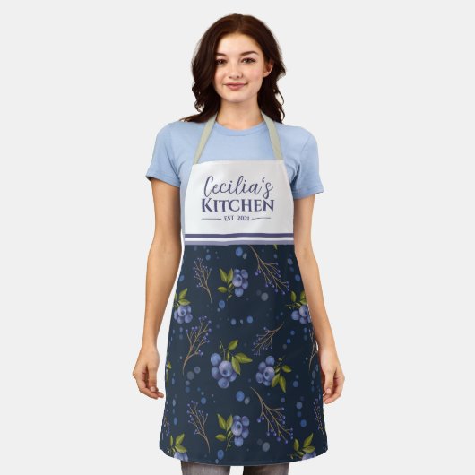 Land Blueberries Aangepast keukenSchort Schort (Gedragen)