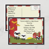 Land Boerderij Baby shower Briefkaart Uitnodiging (Voorkant / Achterkant)