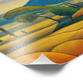 Land Boerderij badend in Golden Sunlight Foto Afdruk (Hoek)