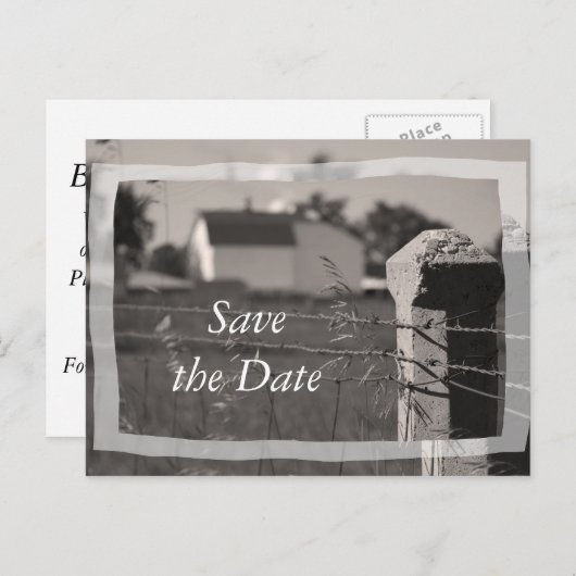 Land Boerderij bruiloft Opslaan Datum bekendmaking Aankondigingskaart (Voorkant / Achterkant)