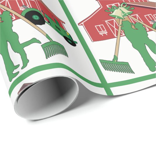 Land Boerderij bruiloft paar met schuur Cadeaupapier (Rol Hoek)