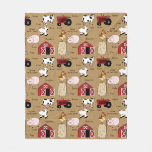 Land Boerderij en dieren fleece deken