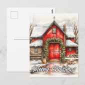 Land Boerderij Kerst prettige feestdagen | iederee Briefkaart (Voorkant / Achterkant)
