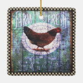 Land Boerderij kippen Vers eieren Ephemera Keramisch Ornament (Achterkant)