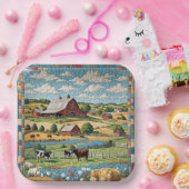 Land Boerderij Quilt Papieren Bordje (Feest)