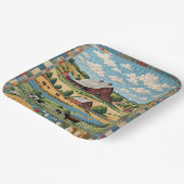 Land Boerderij Quilt Papieren Bordje (Gebogen)