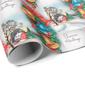 Land boerderij retro vintage kerst cadeaupapier (Rol Hoek)