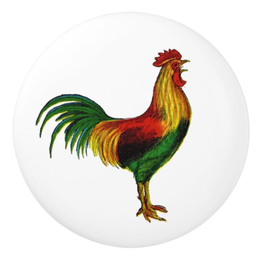  land Boerderij Rooster Keramische Knop (Voorkant)