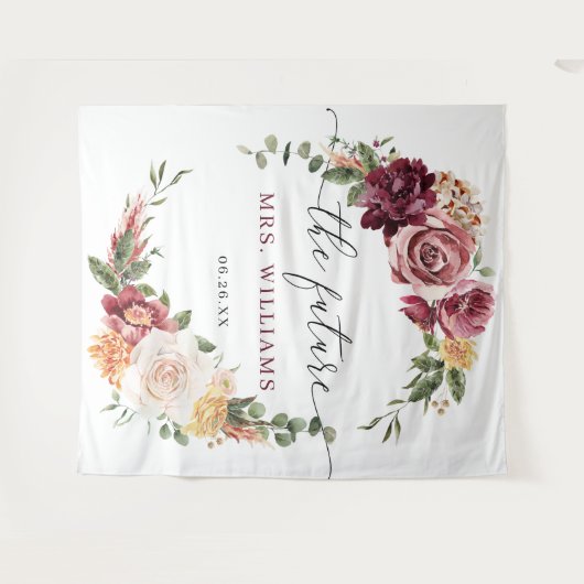 Land Boho Romantic Floral Bridal Achtergrond Wandkleed (Voorkant (horizontaal))