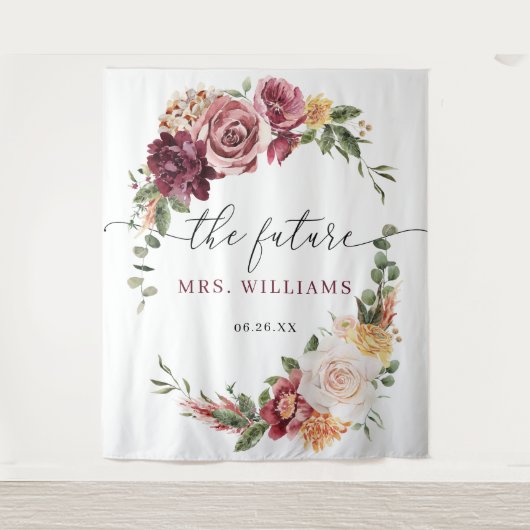 Land Boho Romantic Floral Bridal Achtergrond Wandkleed (Voorkant)