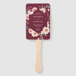 Land Boho Roos Bloemen Trouwprogramma Fan Handwaaier