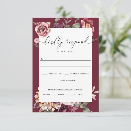 Land Boho Roos Wedding RSVP Kaart (Staand voorkant)