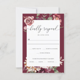 Land Boho Roos Wedding RSVP Kaart