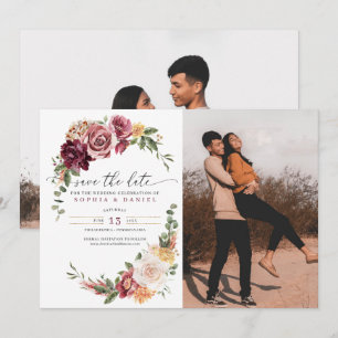 Land Boho Rustic Floral sparen de datum Kaart
