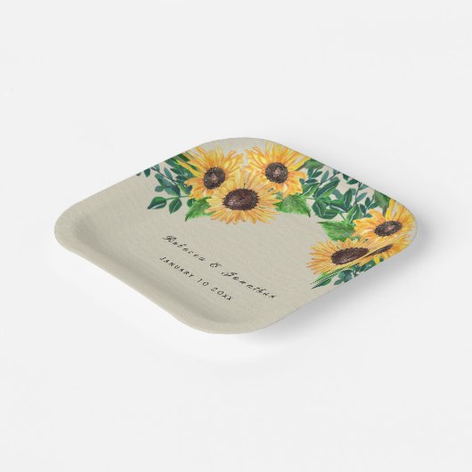 Land Boho Zonnebloem Bruiloft Papieren Bordje (Gebogen)