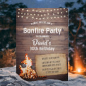Land Bonfire Party Rustic String Light Birthday Kaart