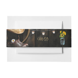 Land Boots Pet, Barn Wood Invitation Belly Band Uitnodigingen Wikkel