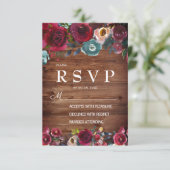 Land Bourgondië Marsala Rode Marine Bloemen RSVP (Staand voorkant)