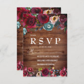Land Bourgondië Marsala Rode Marine Bloemen RSVP (Voorkant / Achterkant)