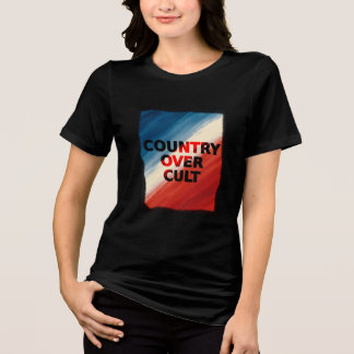 Land boven Cult – Patriottische verfstrepen Tri-Blend Shirt