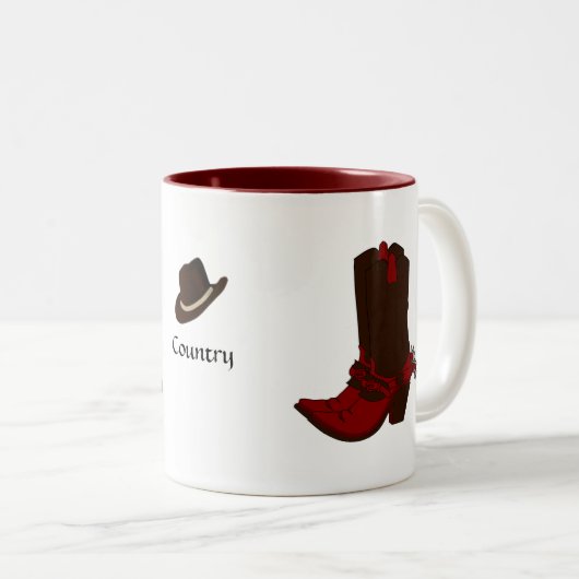 Land Brown Pet & Boots Tweekleurige Koffiemok (Voorkant rechts)