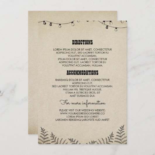 Land bruiloft details - Informatie - Invoegen Informatiekaartje (Voorkant / Achterkant)