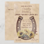 Land Bruiloft Hoefijzer en Zonnebloemen (Voorkant / Achterkant)