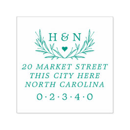 Land Bruiloft Initialen Botanische retour Adres Zelfinktende Stempel