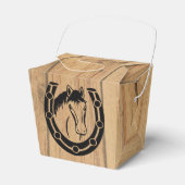 Land Bruiloft Paard Hoefijzer Western Hout Bedankdoosjes (Voorkant Zijde)
