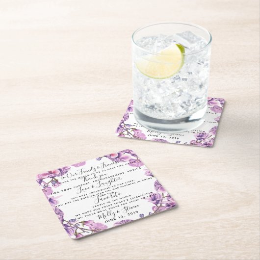 land bruiloft paarse feest / bruiloft Dank u Kartonnen Onderzetters (Insitu)