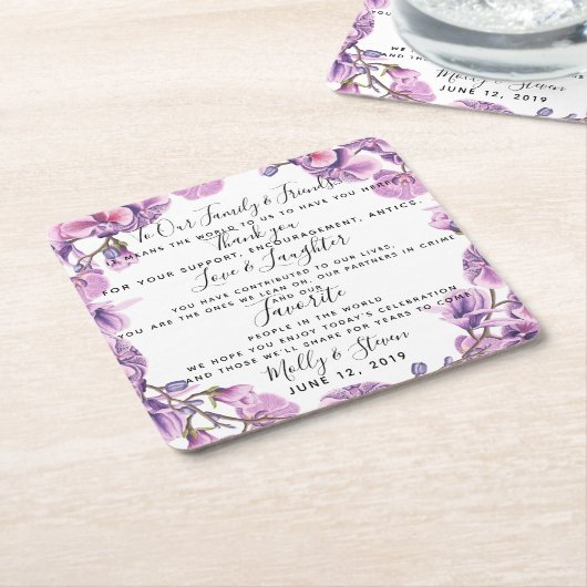 land bruiloft paarse feest / bruiloft Dank u Kartonnen Onderzetters (Schuin)